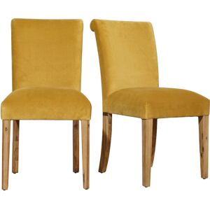 Robin des Bois ALIX - Chaises en bois et velours, lot de 2 jaune moutarde