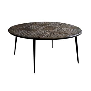 GINER Y COLOMER Table basse en bois de manguier et pieds en metal