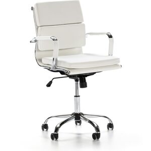 HOMN Fauteuil de bureau inclinable blanc, cuir synthetique