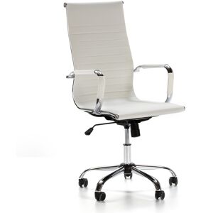 HOMN Fauteuil de bureau inclinable blanc, cuir synthetique