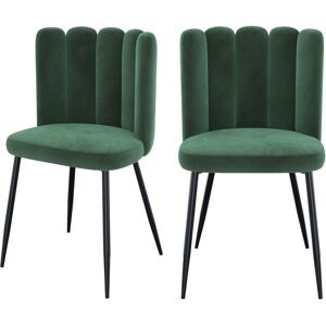 Rendez-Vous Deco Chaise en velours vert et pieds en metal (lot de 2)