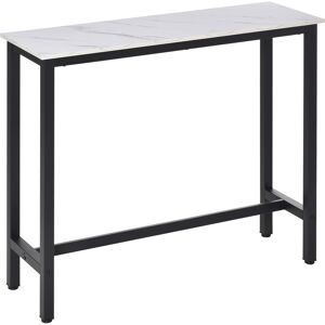 Homcom Table de bar 100H cm chassis acier noir plateau aspect marbre blanc