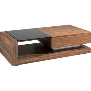 Angel Cerda Table basse effet bois et vitrail noir