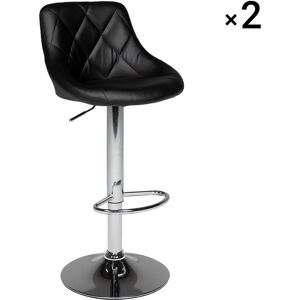 Happy Garden Lot de 2 tabourets de bar en simili cuir noir