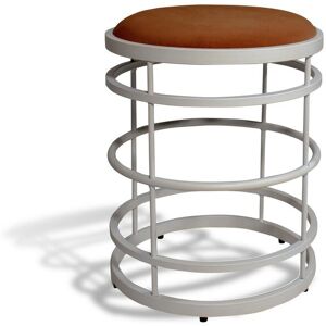 Now s Home Tabouret en metal blanc et assise en velours terracotta