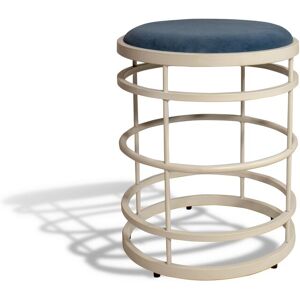 Now s Home Tabouret en metal blanc et assise en velours bleu