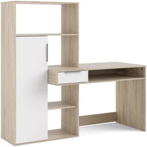 Dmora Bureau multifonction avec bibliotheque effet bois blanc