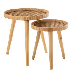 Meubles & Design Set de 2 tables d'appoint ronde en rotin naturel