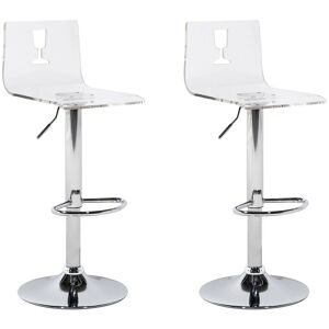 Beliani Set de 2 chaises de bar transparentes blanches