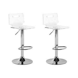 Beliani Set de 2 chaises de bar transparentes blanches