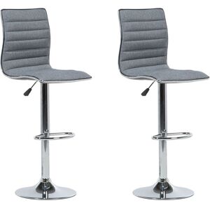 Beliani Lot de 2 chaises de bar en tissu gris