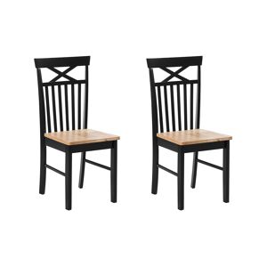 Beliani Lot de 2 chaises en bois marron clair et noir