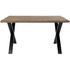 House Nordic Table a manger en bois et metal 140x95cm bois fonce et noir