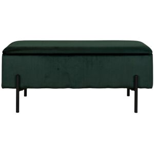 House Nordic Banc avec coffre de rangement en velours et metal vert foret