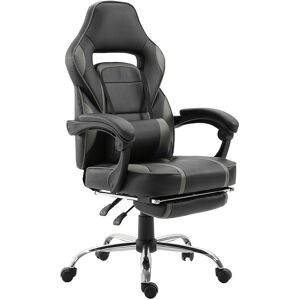 Happy Garden Fauteuil de bureau gamer en simili cuir noir et gris