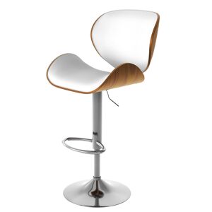 Rendez-Vous Deco Chaise de bar reglable 63/84 cm en cuir synthetique blanc