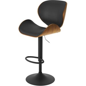 Rendez-Vous Deco Chaise de bar reglable 63/84 cm en cuir synthetique noir