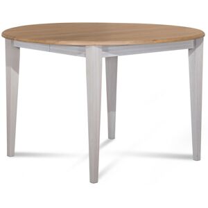 Hellin Table ronde extensible bois D105 cm avec 1 allonge et pieds fuseau