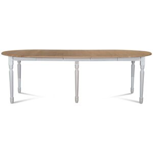 Hellin Table ronde 6 pieds tournes 115 cm + 3 rallonges bois