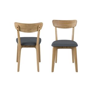 Hellin Lot de 2 chaises moderne en bois et tissus
