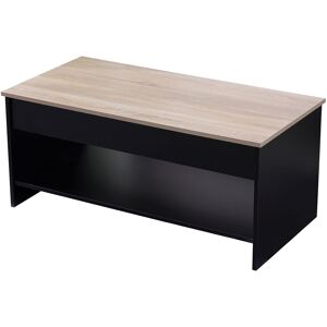 Happy Garden Table basse avec plateau relevable noire et bois