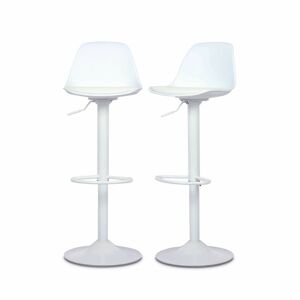 sweeek Tabourets de bar reglables, simili cuir blanc