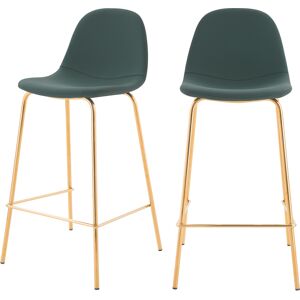 Rendez-Vous Deco Chaise pour îlot central 65 cm en cuir synthetique verte (lot de 2)