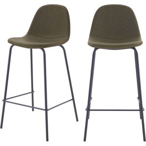 Rendez-Vous Deco Chaise pour îlot central 65 cm en cuir synthetique vert kaki (x2)