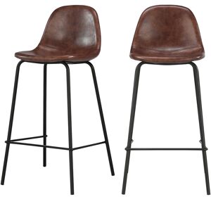 Rendez-Vous Deco Chaise pour îlot central 65 cm en cuir synthetique marron (lot de 2)