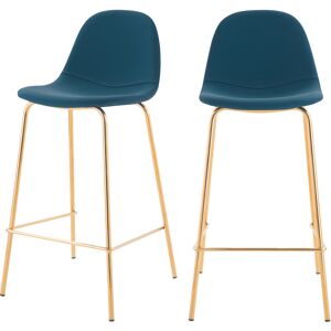 Rendez-Vous Deco Chaise pour îlot central 65 cm en cuir synthetique bleu (lot de 2)