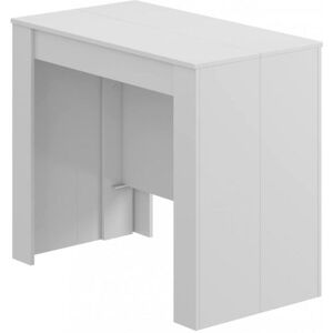 Dmora Table extensible effet bois 51/237x90 cm blanc brillant