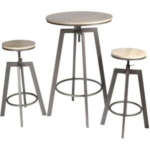 The Home Deco Factory Table haute avec tabourets design industriel 2 personnes noir