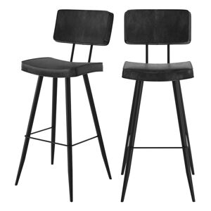 Rendez-Vous Deco Chaise de bar grise/noire en cuir synthetique 75.5 cm (lot de 2)