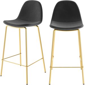 Rendez-Vous Deco Chaise pour îlot central 65 cm en velours noir (lot de 2)