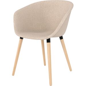 Rendez-Vous Deco Chaise en tissu boucle beige et pieds en bois de hetre