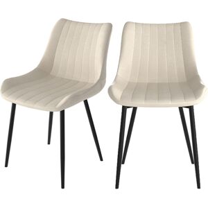 Rendez-Vous Deco Chaise en tissu beige et metal noir (x2)