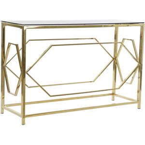 ITEM International Console metal dore et plateau en verre - 120x40x78cm