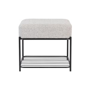 Drawer Tabouret rectangulaire en tissu et metal blanc