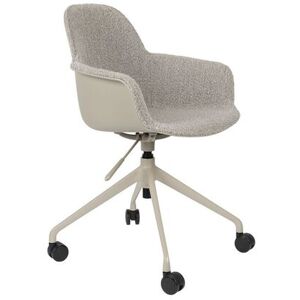 Zuiver Chaise de bureau en tissu bouclette avec accoudoirs pivotante a roulet