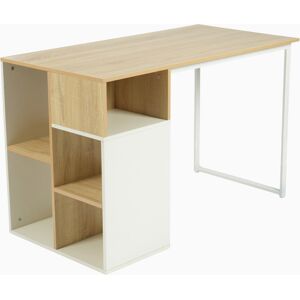 Urban Meuble Bureau moderne avec cinq etageres blanc et bois de chene