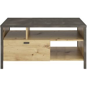 Calicosy Table Basse 3 Niches 1 Tiroirs - Aspect Chene - L95cm