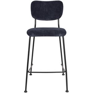 Zuiver Tabouret de comptoir retro en velours bleu