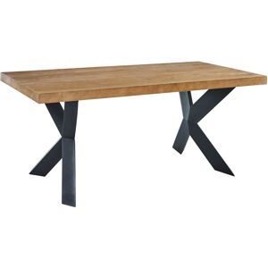 Baita Table de sejour placage chene et metal noir 180cm