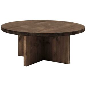 Decowood Table basse ronde en bois de sapin marron fonce Ø80cm