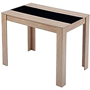 Baita Table de sejour noir et effet bois et chene 140cm