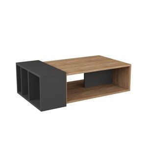 Toilinux Table basse design bois gris fonce
