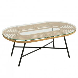 Meubles & Design Table basse exterieur effet rotin plateau verre