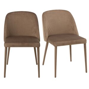 Meubles & Design Lot de 2 chaises salle a manger en velours marron