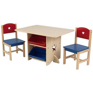 KidKraft Ensemble table avec 4 bacs de rangement et 2 chaises bleu et rouge