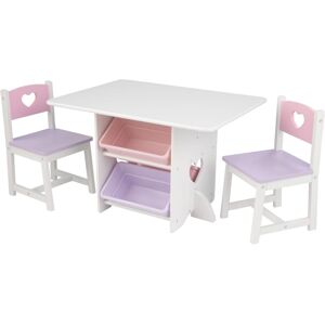 KidKraft Ensemble table avec 4 bacs de rangement et 2 chaises rose et violet